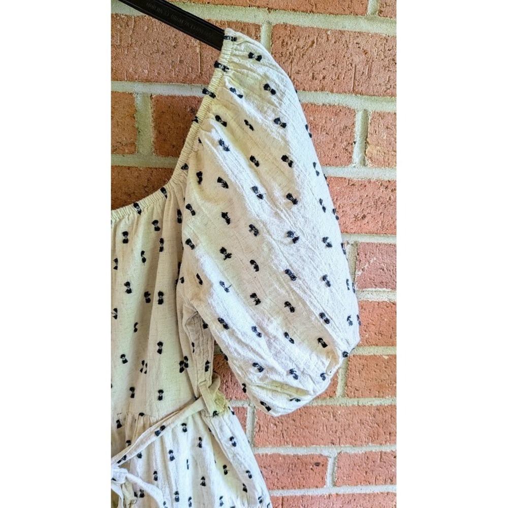 Tiered Dress L Linen Blend Peasant Milkmaid Cottagecore Feminine Coquette Fairy - Picture 5 of 12